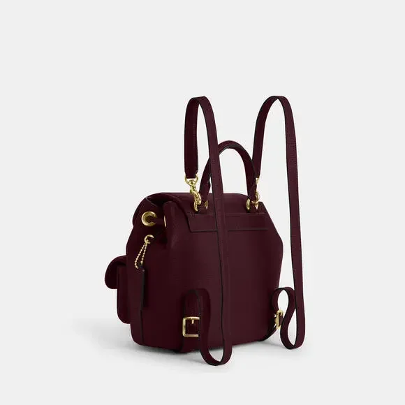 Coach Deep Wine Gold Hadley Small Backpack NWT Double Turnlock - Picture 2 of 3